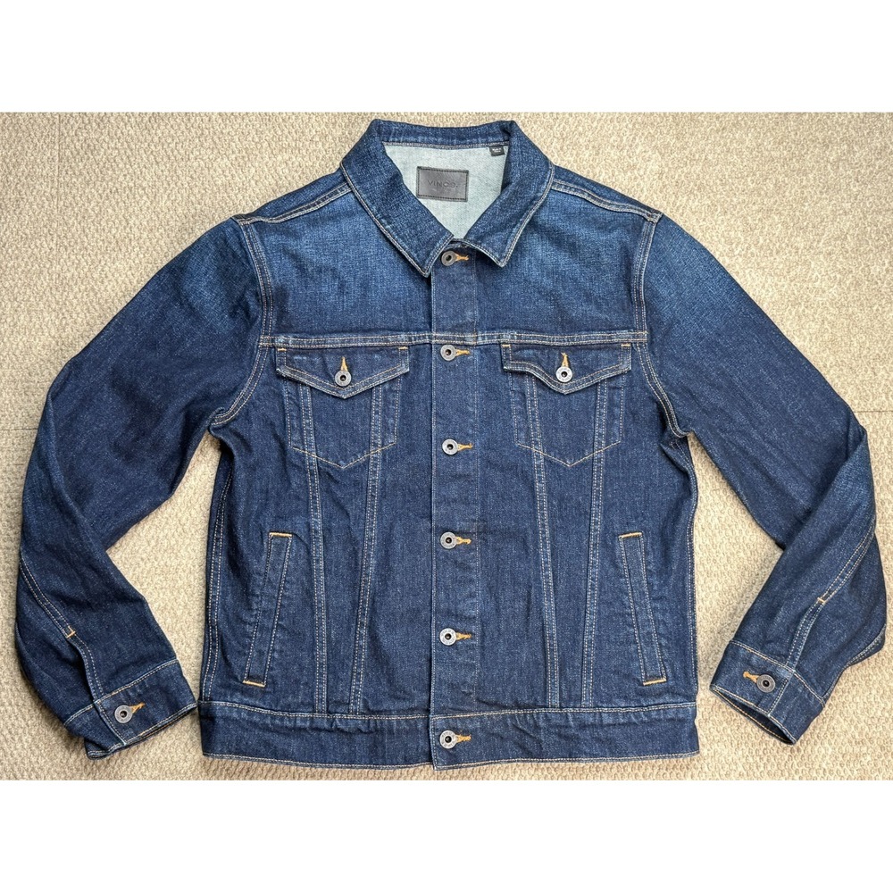 Vince Men's Button Up Long Sleeve Classic Denim Trucker Jacket Size Medium